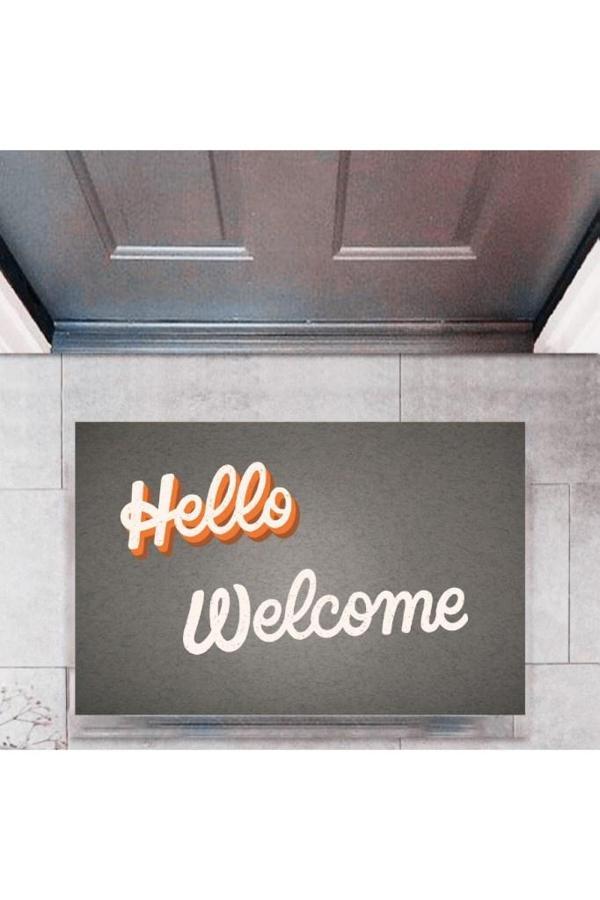 Kapı Önü Paspası Dekoratif Dijital Baskı Hello Welcome P-2326 - Image 1