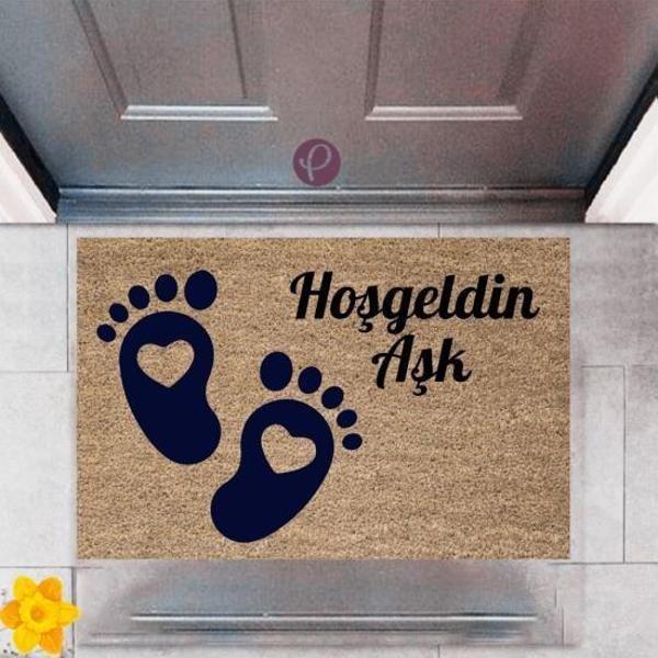 Kapı Önü Paspası Dekoratif Dijital Baskı Hoş geldin Aşk P-2510 - Image 1