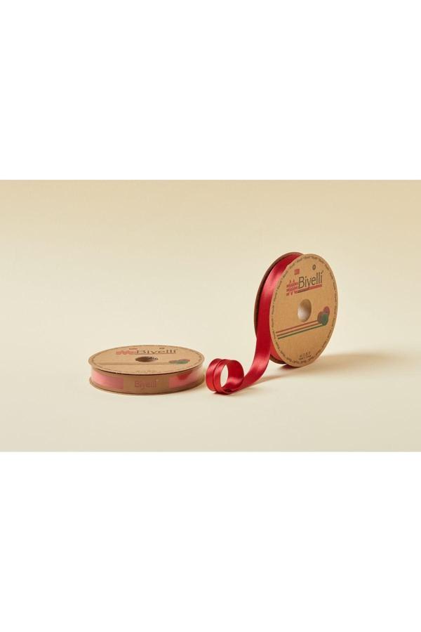 Biye Saten Katlı 077 Açık Bordo 2 cm 25 Metre %100 Polyester - Image 1