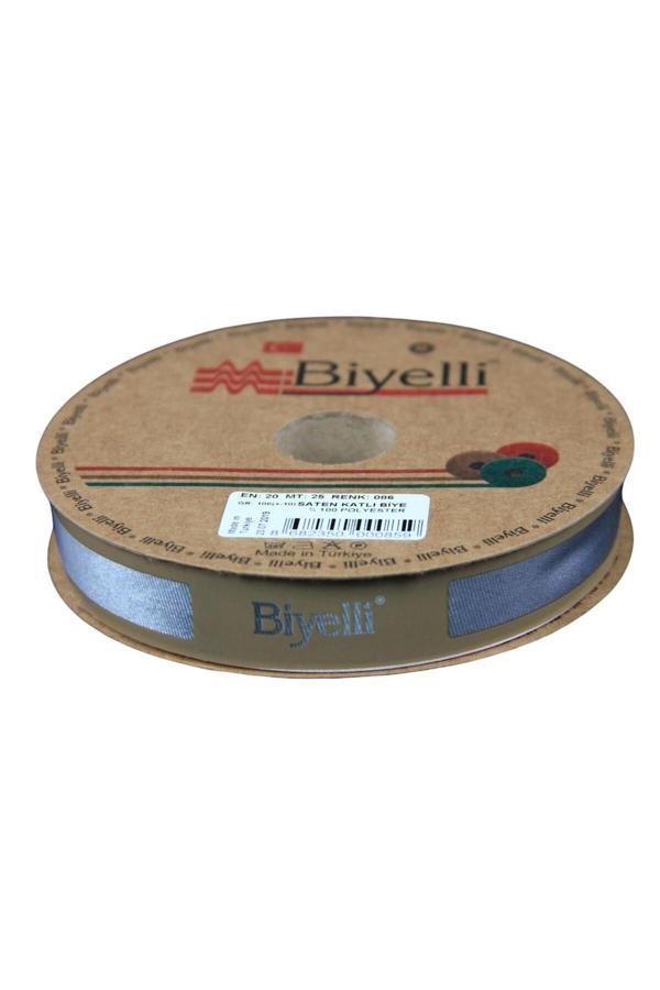 Biye Saten Katlı 086 Gri 2 cm 25 Metre %100 Polyester - Image 1