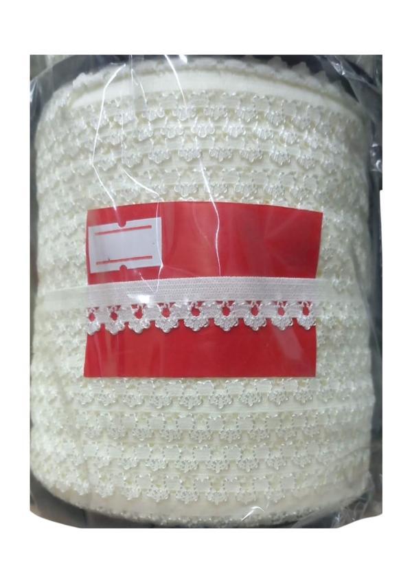 Çamaşır Lastiği Dantelli 1 cm 75 Metre 1 Top Ekru - Image 1