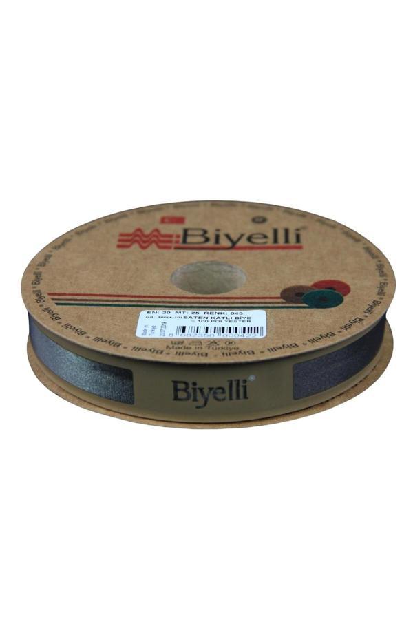 Biye Saten Katlı 043 Haki 2 cm 25 Metre %100 Polyester - Image 1