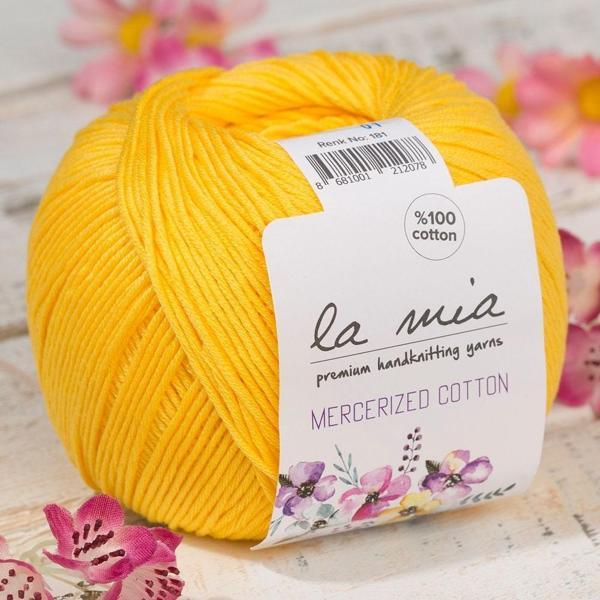 La Mia Mercerized Cotton Hardal Sarısı El Örgü İpi - 181 - 33583 - Image 1