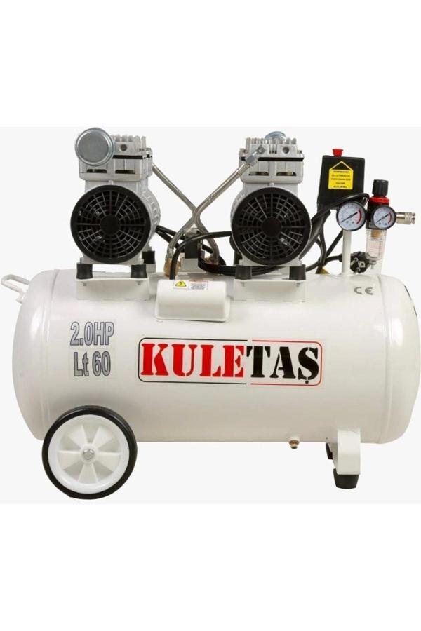 Kuletaş Süper Sessiz Yağsız Kompresör 60 Litre Çift Motor 2 Hp - Image 1