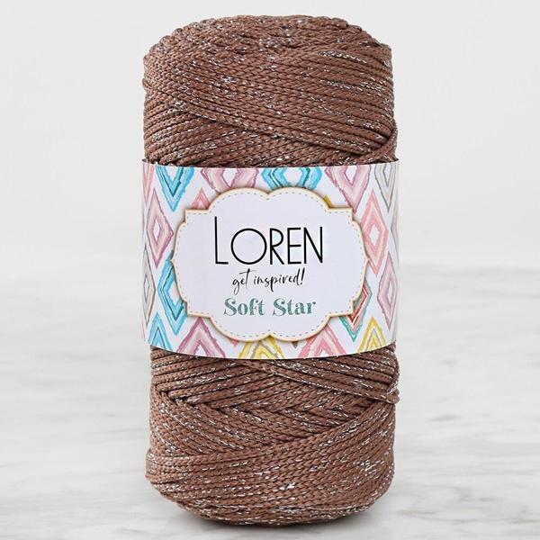 Loren Soft Star Makrome İpi Gümüş Simli Kahverengi - Image 1