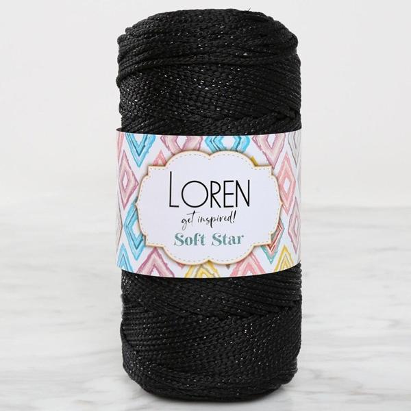 Loren Soft Star Makrome İpi Siyah Simli Siyah RM10 - Image 1