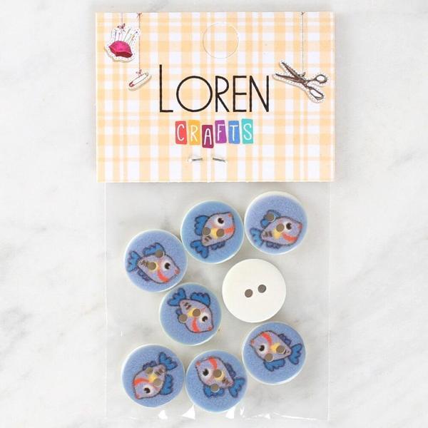 Loren Crafts 8'li Balık Düğme - 1158 - Image 1