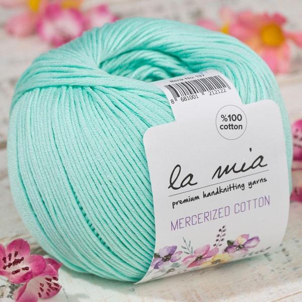 La Mia Mercerized Cotton Açık Yeşil El Örgü İpi - 137 - 33588 - Image 1