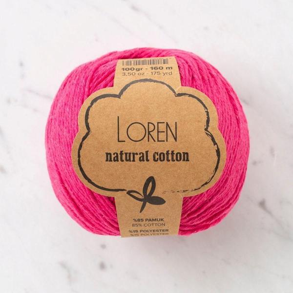 Loren Natural Cotton Fuşya El Örgü İpi - R095 - 33909 - Image 1