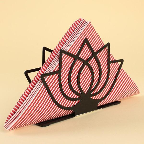 Loren Home Lotus Siyah Metal Peçetelik - Image 1