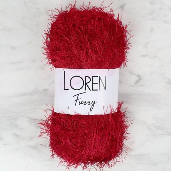 Loren Furry Koyu Kırmızı El Örgü İpi - RF024 - 34052 - Image 1