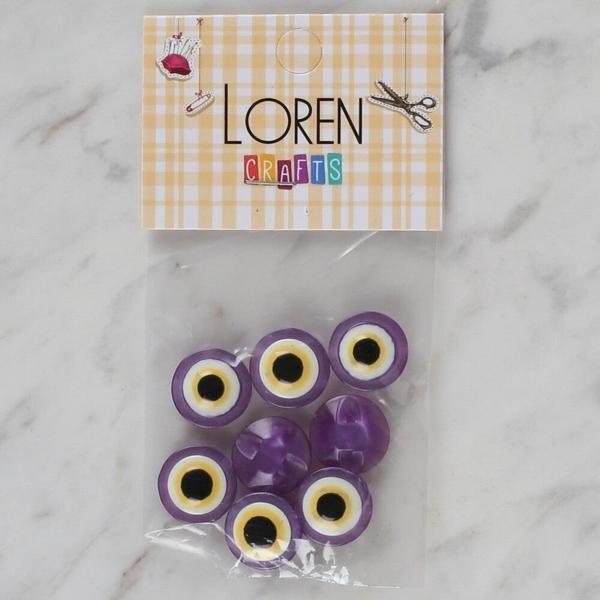 Loren Crafts mor 8 li nazar boncuğu düğme - 169 - Image 1