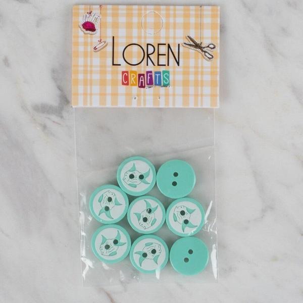 Loren Crafts yeşil 8 li balık düğme - 578 - Image 1