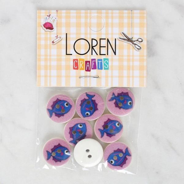 Loren Crafts 8'li Balık Düğme - 1186 - Image 1
