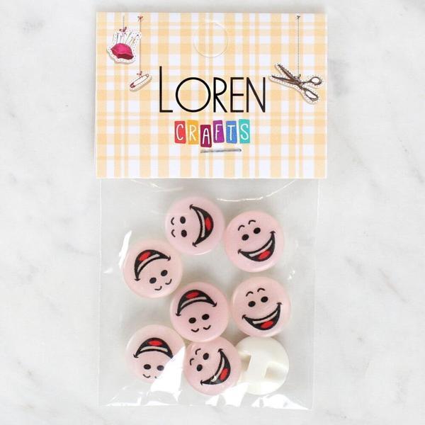 Loren Crafts 8'li Gülen Yüz Düğme - 1025 - Image 1