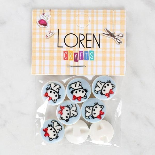 Loren Crafts 8'li Kedi Düğme - 1066 - Image 1