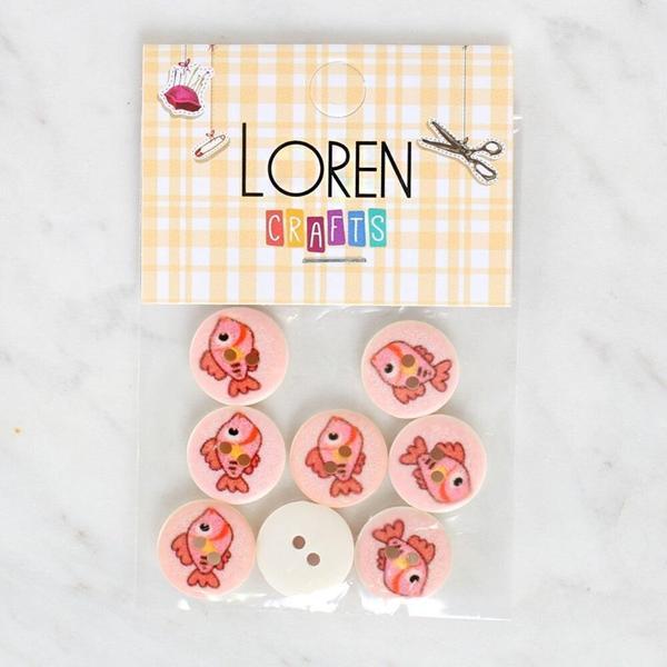 Loren Crafts 8'li Balık Düğme - 1159 - Image 1
