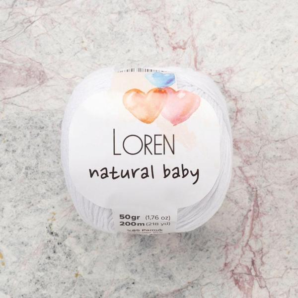 Loren Natural Baby Beyaz El Örgü İpi - R001 - 33829 - Image 1
