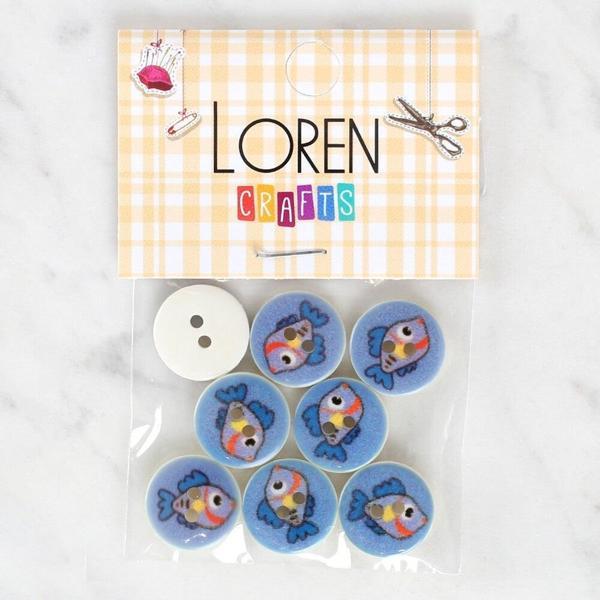Loren Crafts 8'li Balık Düğme - 1180 - Image 1