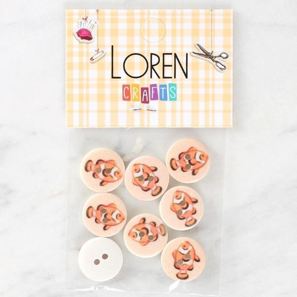 Loren Crafts 8'li Balık Düğme - 1157 - Image 1