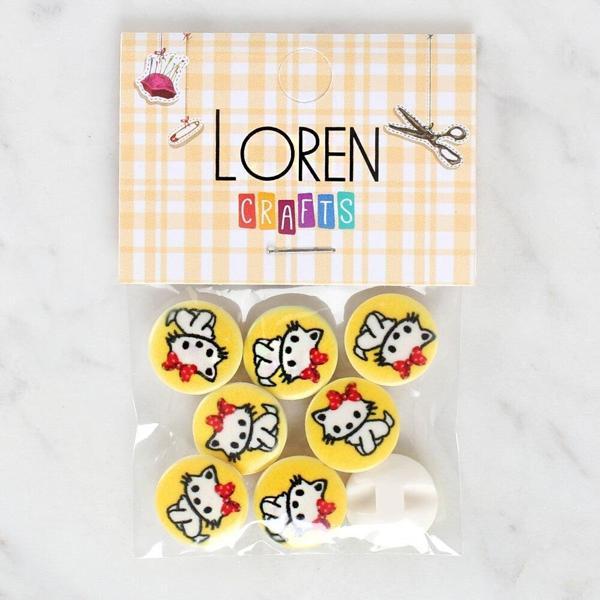 Loren Crafts 8'li Kedi Düğme - 1063 - Image 1