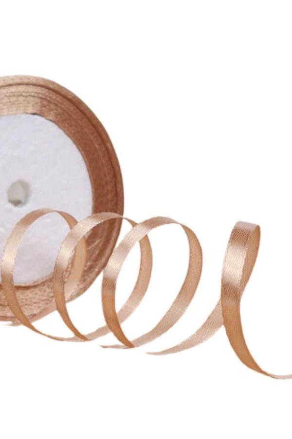 Saten Kurdele 1 cm 10 Metre Açık Kahverengi - Image 1