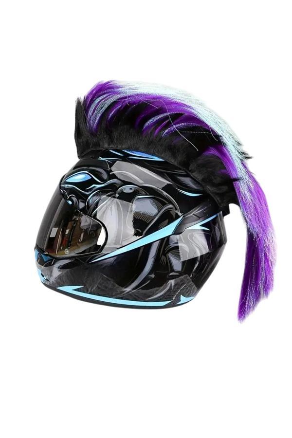 Akgüneş Mavi, Mor, Kırmızı, Sarı Ve Pembe Erkek Kask Saçı – Vantuzlu Motosiklet Aksesuarı - Image 1