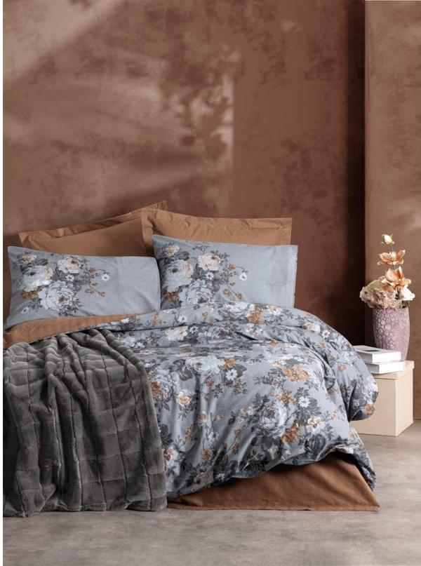 Cotton Box Çift Kişilik Trim Battaniyeli Nevresim Takımı Smooth Antrasi - Image 1