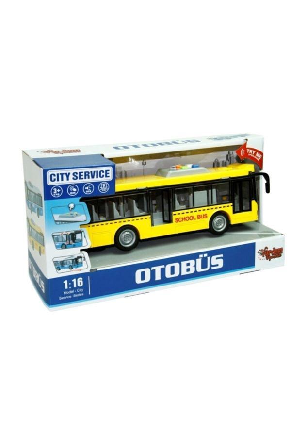 Sem oyuncak Sem Oyuncak Oyuncak Otobüs Sürtmeli Sesli Işıklı Tek Katlı Otobüs 1:16 27 Cm Sarı - Image 1