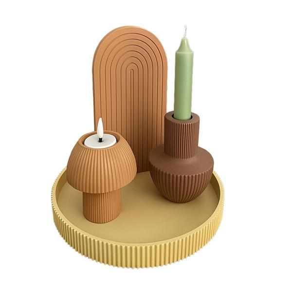 Modern Tasarımlı Dekoratif Mumluk Seti - Image 1