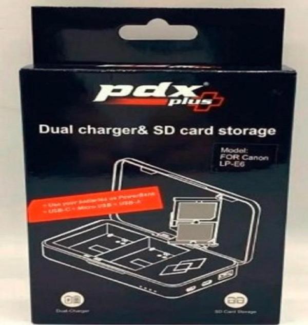 PDX Canon LP-E6 İkili Şarj ve SD Kart Kutusu - Image 1