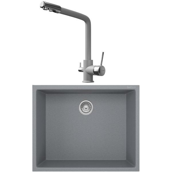 Real Stone K012 Gri Mutfak Evyesi + Abant Arıtmalı Mutfak Bataryası - Image 1