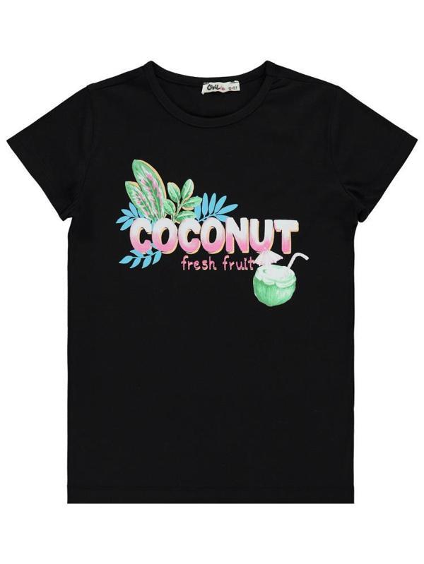 Civil Girls Coconut Baskılı 10-13 Yaş Tişört - Siyah10-11 Yaş - Image 1