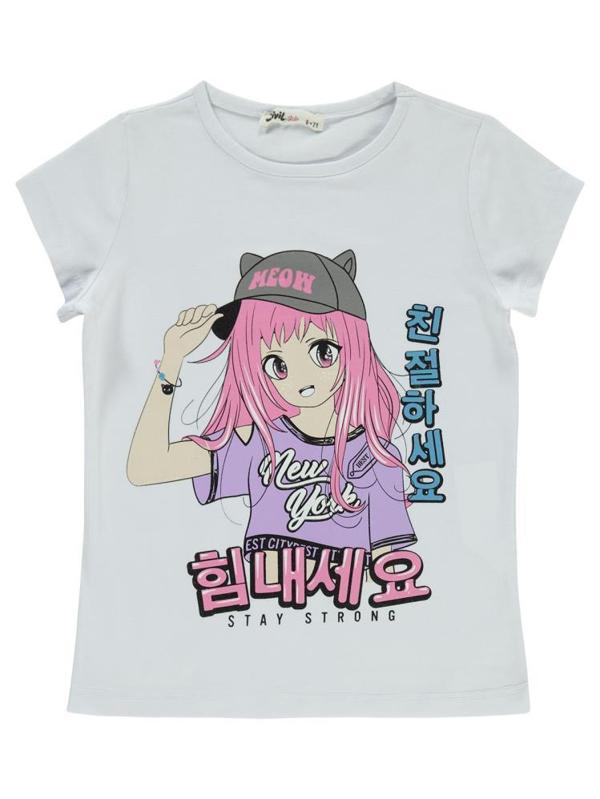 Civil Girls Anime Kız Baskılı 6-9 Yaş Tişört - Beyaz6-7 Yaş - Image 1