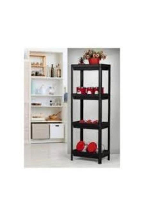 Shelf Unit Raf Ünitesi Siyah Renk 4 Katlı Royaleks-81414 - Image 1