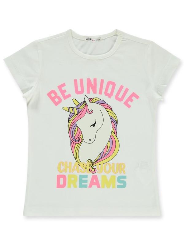 Civil Girls Unicorn Baskılı 6-9 Yaş Tişört - Ekru8-9 Yaş - Image 1