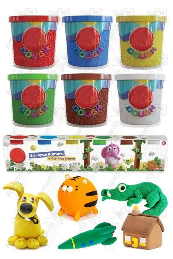 Oyun Hamuru 6 Renk 1 Paket Bubu 6 lı Oyun Hamuru 600 gr Canlı Renkler Okul Öncesi Kreş Anasınıfı Etkinli Hamuru - Image 1