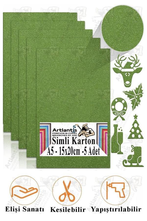 Simli Karton A5 15x20 cm 5 li 1 Paket Simli Fon Kartonu Parıltılı Kağıt Anasınıfı Kreş Etkinlik Proje Dekoratif - Image 1