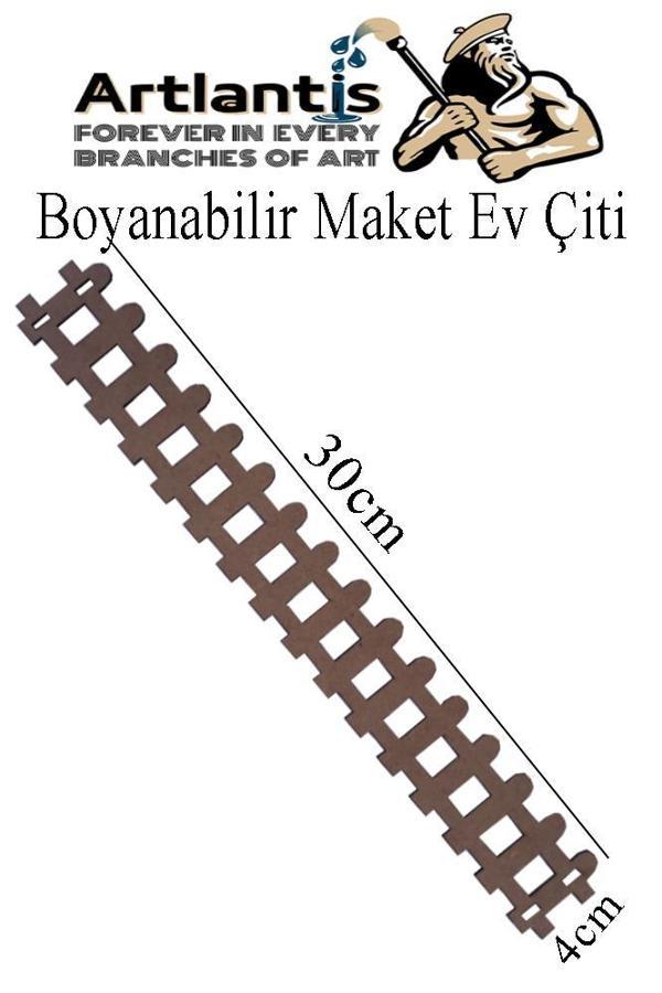 Boyanabilir Ahşap Maket Çit 1 Adet 30x4 cm Dekoratif Minyatür Bahçe Çiti Proje Tasarım Okul Hobi - Image 1