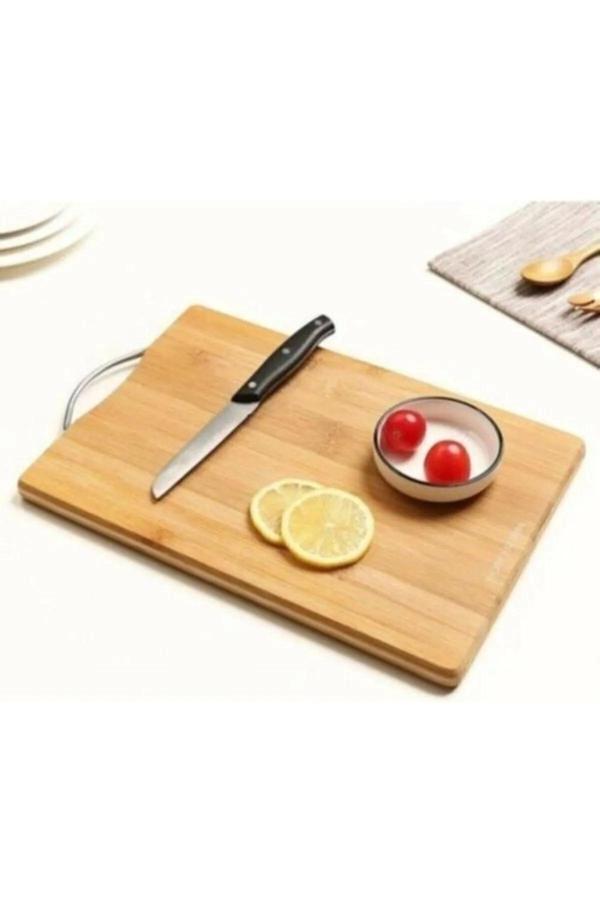 Bambu Metal Saplı Ekmek Kesme Tahtası 30x20x1,8 Cm Royaleks-67459 - Image 1