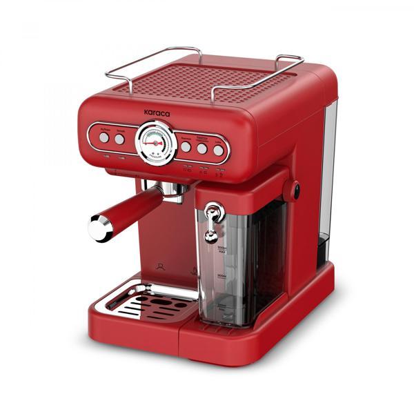 Karaca Vintage Craft Süt Hazneli Espresso, Latte ve Capuccino Makinesi Red - Image 1