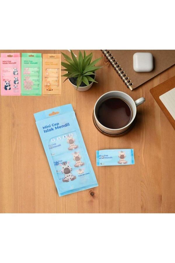 Vanckey 1 Paket (8'Lİ) Çanta Tipi Taşınabilir Mini Cep Tipi Islak Mendil - Image 1