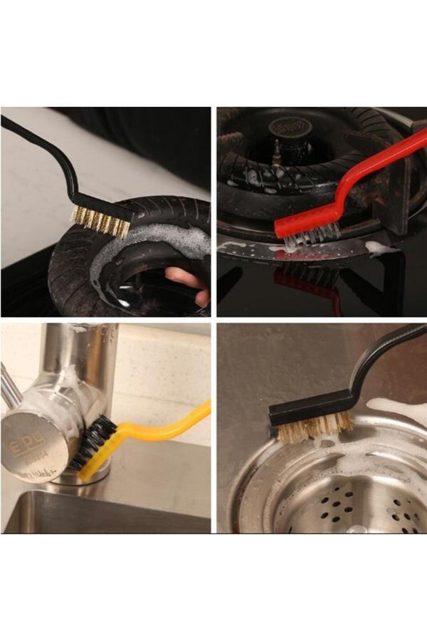 Vanckey 3 Adet Ocak Fırın Mangal Izgara Airfryer Temizliği Tel Pas Sökme Fırçası 3lü Yağ Temizleme Fırçası - Image 1