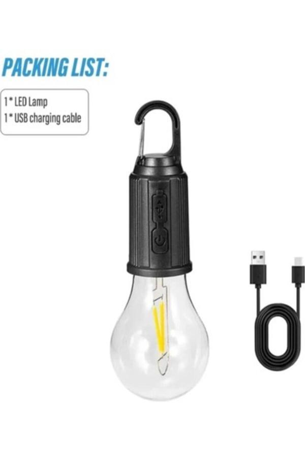 Vanckey Taşınabilir Şarjlı Led Ampül Outdoor Kamp Bahçe Lambası 10W Askılı Kırılmaz Led Işık - Image 1
