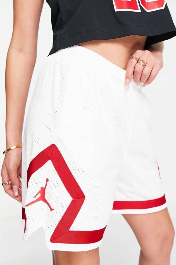 Nike Jordan Heritage Diamond Basketball Loose Fit Shorts White Red Kadın Bol Kesim Şort Beyaz Kırmızı - Image 1