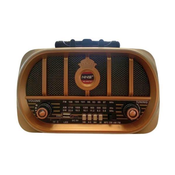 BUFFER® Orta Boy Retro, Nostaljik, Ahşap Tasarım Bluetooth Hoparlörlü, Şarjlı, Taşınabilir Oval Ön Y - Image 1