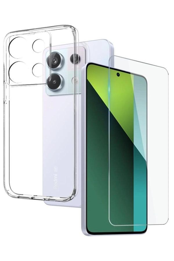 Xiaomi Redmi Note 13 Pro 5G Şeffaf Kılıf + Cam Ekran Koruyucu Seti - Image 1
