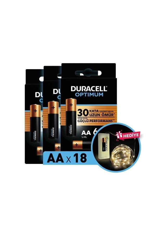 Duracell Optimum Aa Alkalin Pil, 1,5 V Lr6 Mn1500, 18’Li Paket Ve Led Işık - Image 1