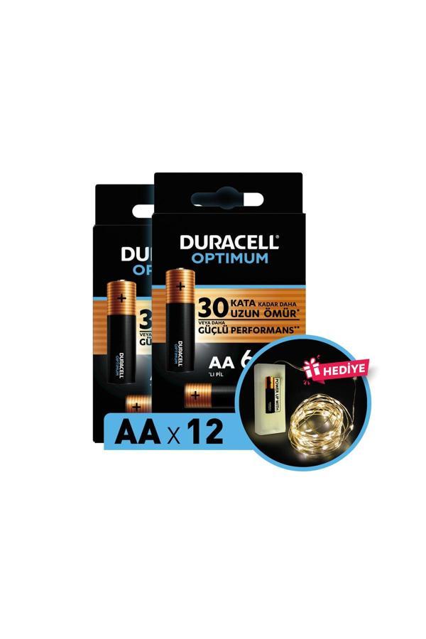 Duracell Optimum Aa Alkalin Pil, 1,5 V Lr6 Mn1500, 12’Li Paket Ve Led Işık - Image 1