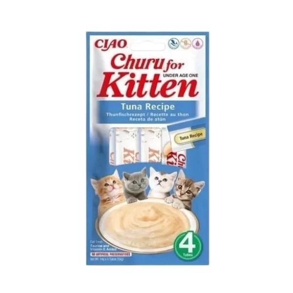 Inaba Ciao Churu Kitten Tuna Balıklı Yavru Kediler için Sıvı Kedi Ödül Maması 14 Gr 4 Adet - Image 1